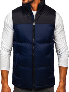 Men's Thick Quilted Gilet with hood Navy Blue Bolf 9969