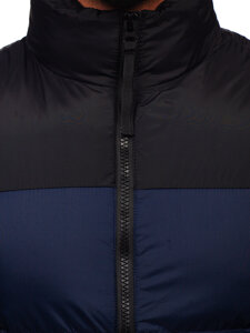 Men's Thick Quilted Gilet with hood Navy Blue Bolf 9969