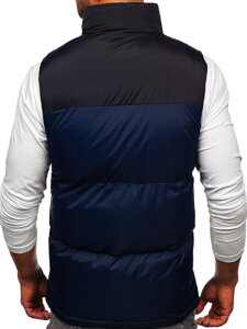 Men's Thick Quilted Gilet with hood Navy Blue Bolf 9969