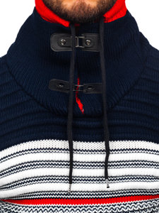 Men's Thick Stand Up Sweater Navy Blue-Red Bolf 2026