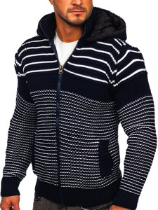 Men's Thick Zip Hooded Sweater Navy Blue Bolf 2031