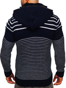 Men's Thick Zip Hooded Sweater Navy Blue Bolf 2031