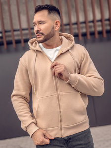 Men's Thick Zip Hoodie Beige Bolf 2008A