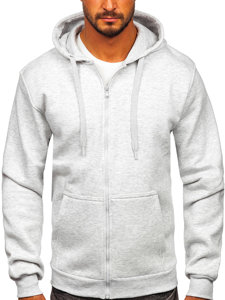 Men's Thick Zip Hoodie Light Grey Bolf 2008