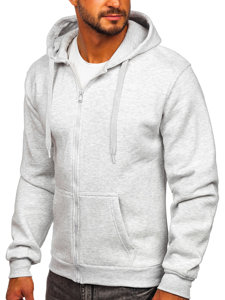 Men's Thick Zip Hoodie Light Grey Bolf 2008