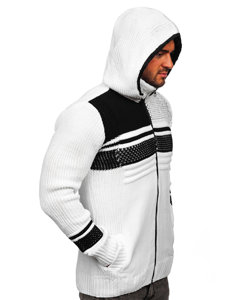 Men's Thick Zip Sweater with Hood White Bolf 2051