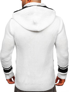 Men's Thick Zip Sweater with Hood White Bolf 2051