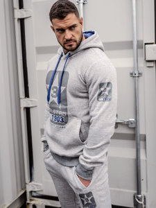 Men's Tracksuit with hood Grey Bolf 8C59A