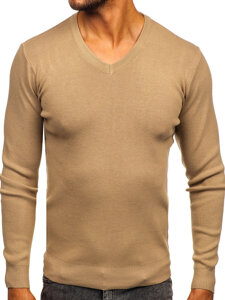 Men’s V-neck Sweater Beige Bolf H2405