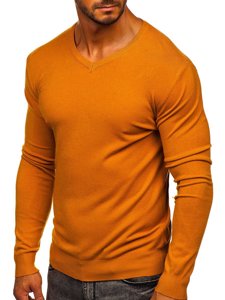 Men's V-neck Sweater Camel Bolf YY03