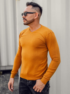 Men's V-neck Sweater Camel Bolf YY03