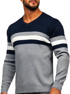 Men's V-neck Sweater Grey Bolf S8535