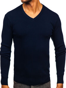 Men’s V-neck Sweater Navy Blue Bolf H2405