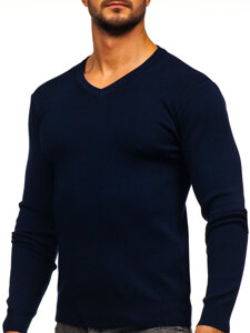 Men’s V-neck Sweater Navy Blue Bolf H2405