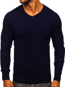 Men's V-neck Sweater Navy Blue Bolf YY03