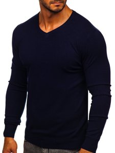 Men's V-neck Sweater Navy Blue Bolf YY03