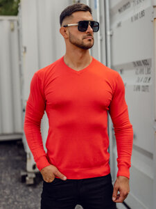 Men's V-neck Sweater Orange Bolf YY03