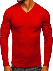 Men's V-neck Sweater Red Bolf YY03