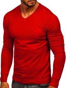 Men's V-neck Sweater Red Bolf YY03