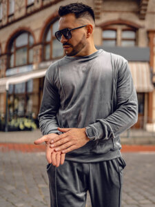 Men's Velour Tracksuit Grey Bolf 0001