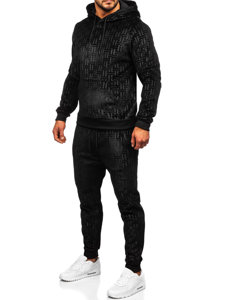 Men's Velour Tracksuit with Hood Black Bolf 3A81