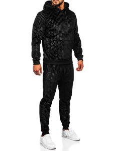 Men's Velour Tracksuit with Hood Black Bolf 3A81