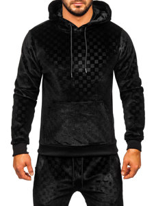 Men's Velour Tracksuit with Hood Black Bolf 3A82-A