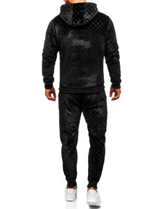 Men's Velour Tracksuit with Hood Black Bolf 3A82-A