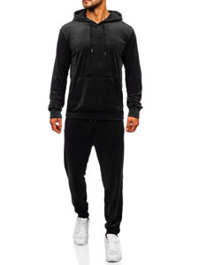 Men's Velour Tracksuit with hood Black Bolf 8C1171