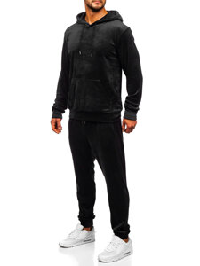 Men's Velour Tracksuit with hood Black Bolf 8C1171