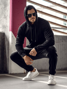 Men's Velour Tracksuit with hood Black Bolf 8C1171A