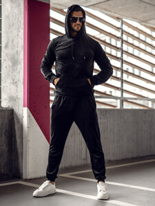 Men's Velour Tracksuit with hood Black Bolf 8C1171A