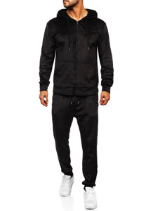 Men's Velour Tracksuit with hood Black Bolf D006