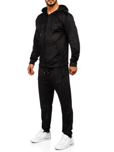 Men's Velour Tracksuit with hood Black Bolf D006