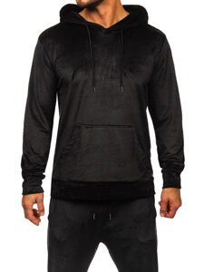 Men's Velour Tracksuit with hood Black Bolf D007