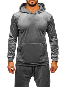 Men's Velour Tracksuit with hood Grey Bolf 0002A