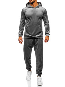 Men's Velour Tracksuit with hood Grey Bolf 0002A