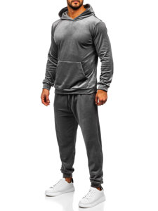 Men's Velour Tracksuit with hood Grey Bolf 0002A