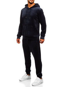 Men's Velour Tracksuit with hood Navy Blue Bolf 8C1171