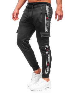 Men's Warm Cargo Sweatpants Black Bolf HR209