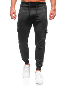 Men's Warm Cargo Sweatpants Black Bolf HR209