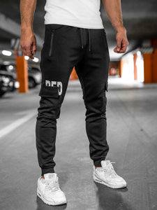 Men's Warm Cargo Sweatpants Black Bolf HW2176