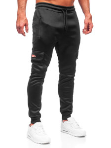 Men's Warm Cargo Sweatpants Black-Red Bolf HW2202