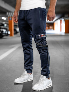 Men's Warm Cargo Sweatpants Navy Blue Bolf HW2206