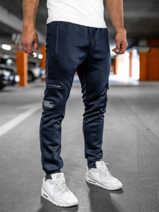 Men's Warm Cargo Sweatpants Navy Blue Bolf HW2206