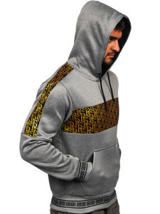 Men's Warm Printed Hoodie Grey Bolf HM526