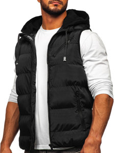 Men's Warm Quilted Gilet with Hood Black Bolf 7126