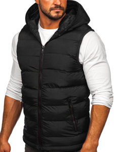 Men's Warm Quilted Gilet with Hood Black Bolf 7M805