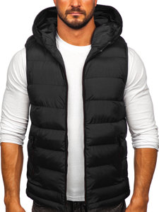 Men's Warm Quilted Gilet with Hood Black Bolf 7M805