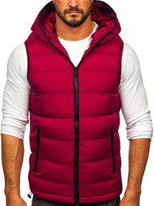 Men's Warm Quilted Gilet with Hood Claret Bolf 7M805